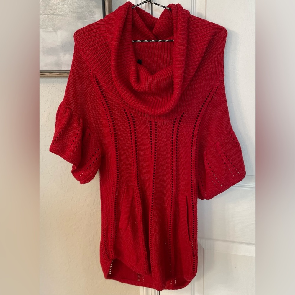BCBG Max Azaria Women’s Cowl Neck Cable Knit S/S Sweater w/ Pockets/XS-Worn 2x